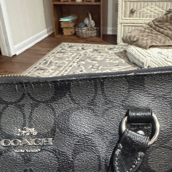 Coach Black Gallery Tote in Signature Graphite Canvas - Picture 6 of 11